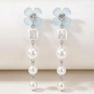 Exclusive Diva Premium Korean Style Floral Pearl Drop Earrings