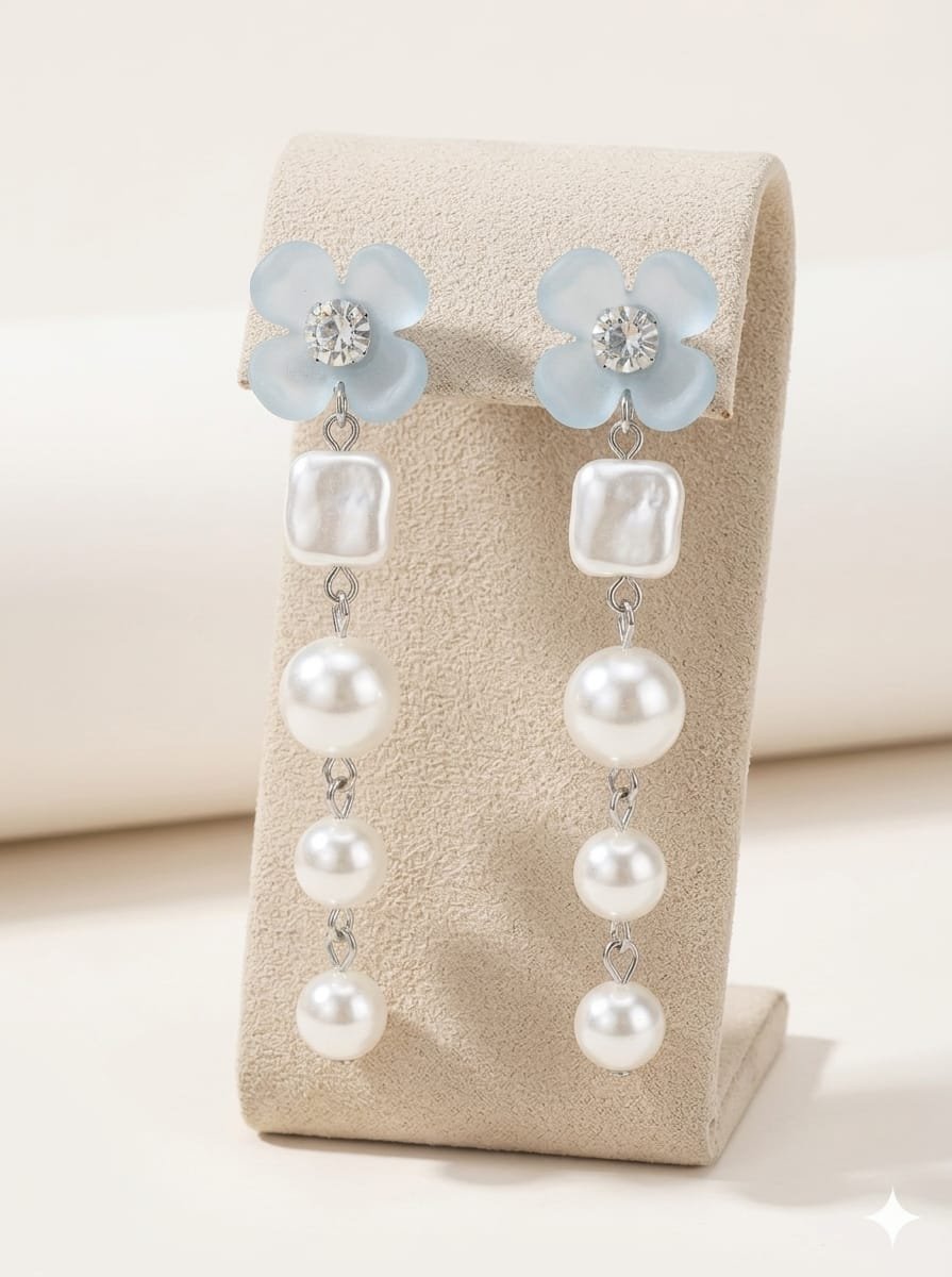 WhatsApp Image 2026-08-24 at 1.44.38 AM Exclusive Diva Premium Korean Style Floral Pearl Drop Earrings - Image 3