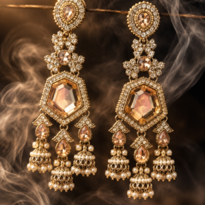 GOLDEN CRYSTAL STONE EARING